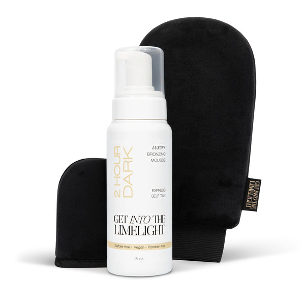2 Hour Dark self tanner starter kit with tanning mitt and mini face mitt