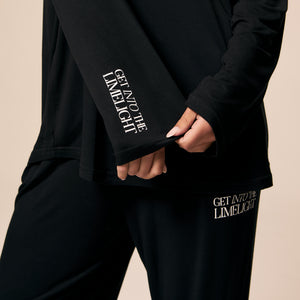 Close-up of black bamboo tanning pajamas #black