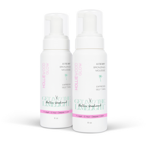 HOLLIEwood Glow 2 Hour self tanner twin pack, two bottles of tanning mousse