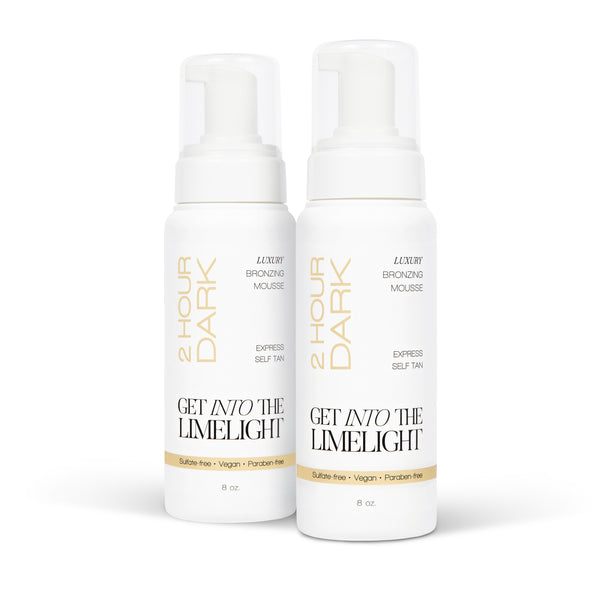 2 Hour Dark self tanner twin pack, two bottles of tanning mousse