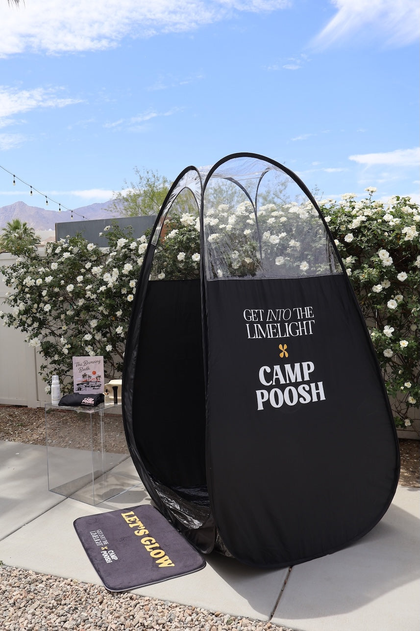 Get Into The Limelight spray tan tent at Kourtney Kardashian Barker's Camp Poosh at Coachella 2025