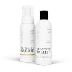 Dark self tanning mousse and pre-tan exfoliating scrub set