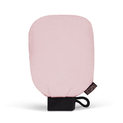 Pink double-sided exfoliating mitt