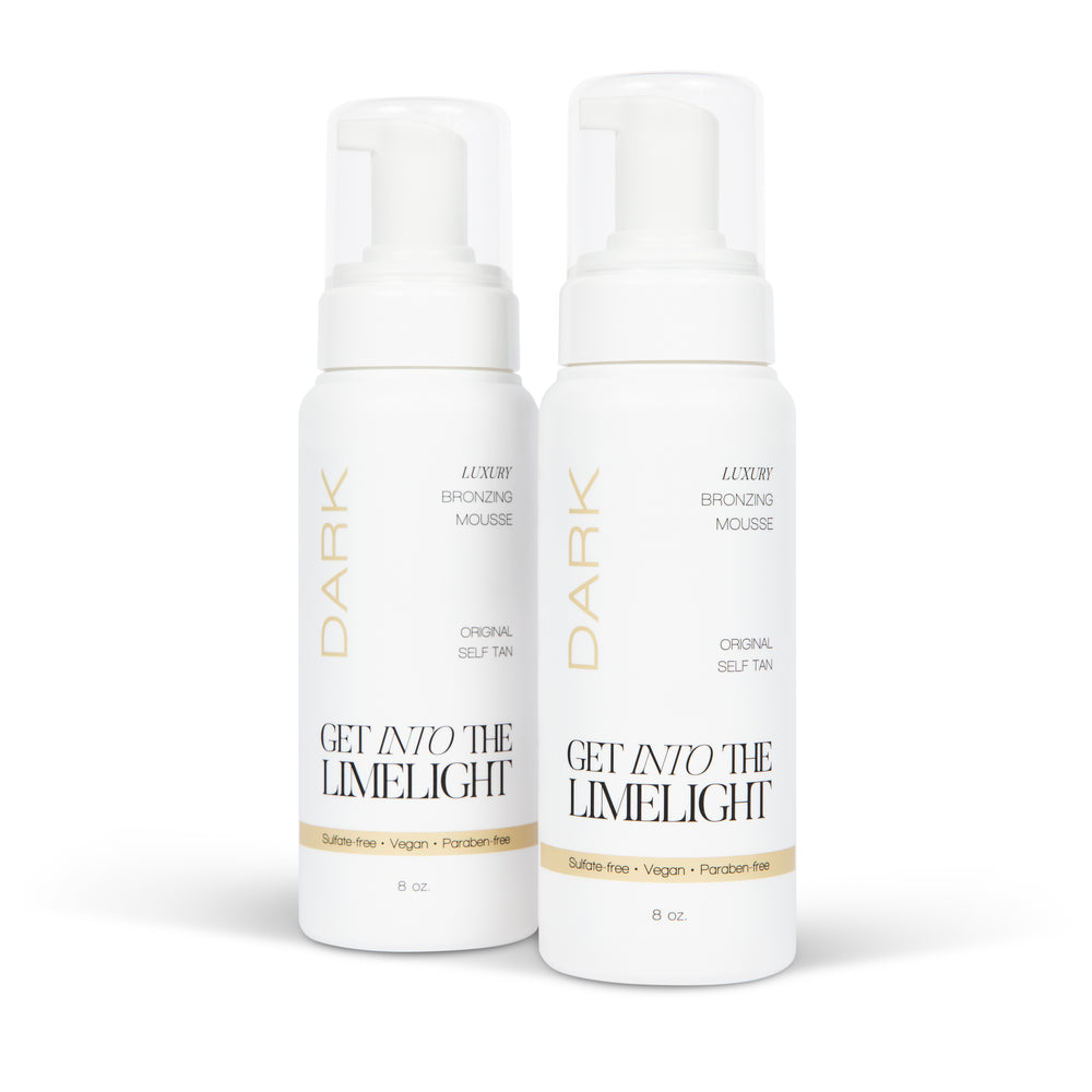 Dark self tanner twin pack, two bottles of tanning mousse